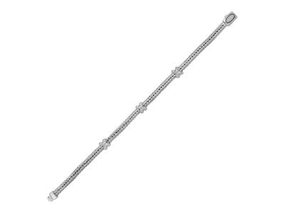 Sterling Silver Woven Rope Bracelet with White Sapphires
