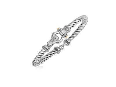 18k Yellow Gold and Silver Italian Cable Bracelet