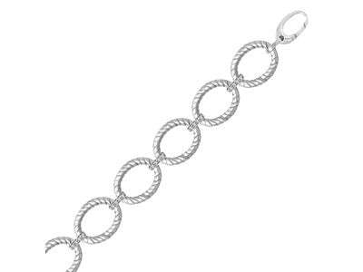 Sterling Silver Diamond Oval Cable Bracelet