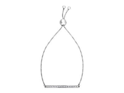 Adjustable Sterling Silver CZ Bar Bracelet