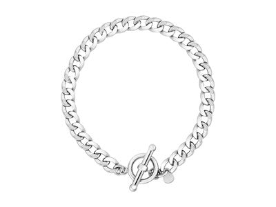 Polished Sterling Silver Wide Link Toggle Bracelet