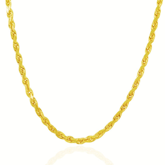 14k Yellow Gold Diamond Cut Solid Rope Chain