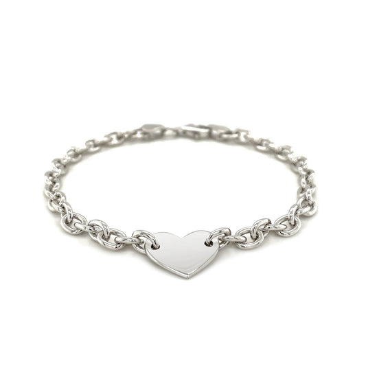 Sterling Silver Chain Bracelet with Flat Heart