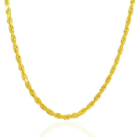 10k Yellow Gold Diamond Cut Solid Rope Chain