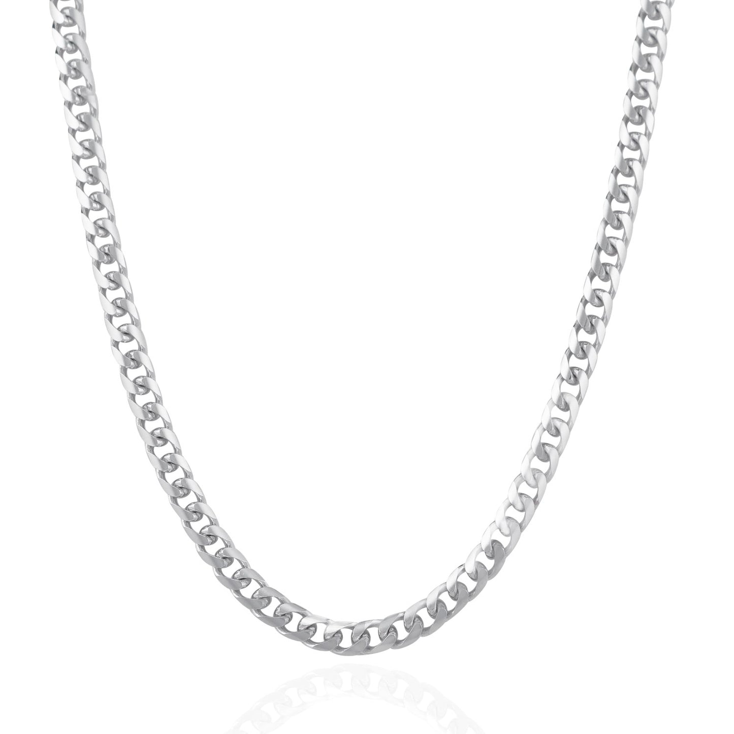 14k White Gold Solid Miami Cuban Link Chain