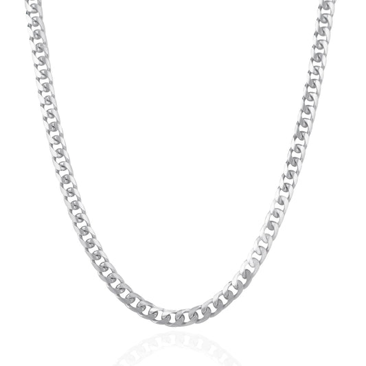 14k White Gold Solid Miami Cuban Link Chain