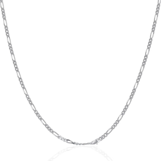 14k White Gold Solid Figaro Chain