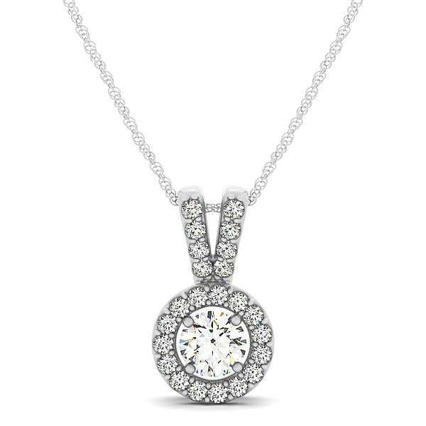 3/4 CT. T.W Round Pendant with Split Bail and Diamond Halo in 14k White Gold