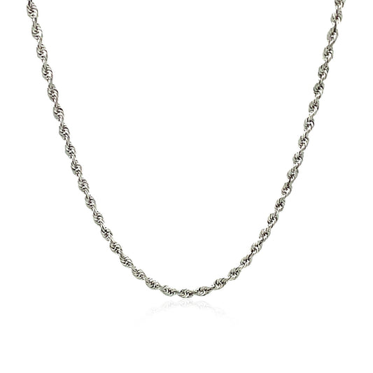 14k White Gold Diamond Cut Solid Rope Chain