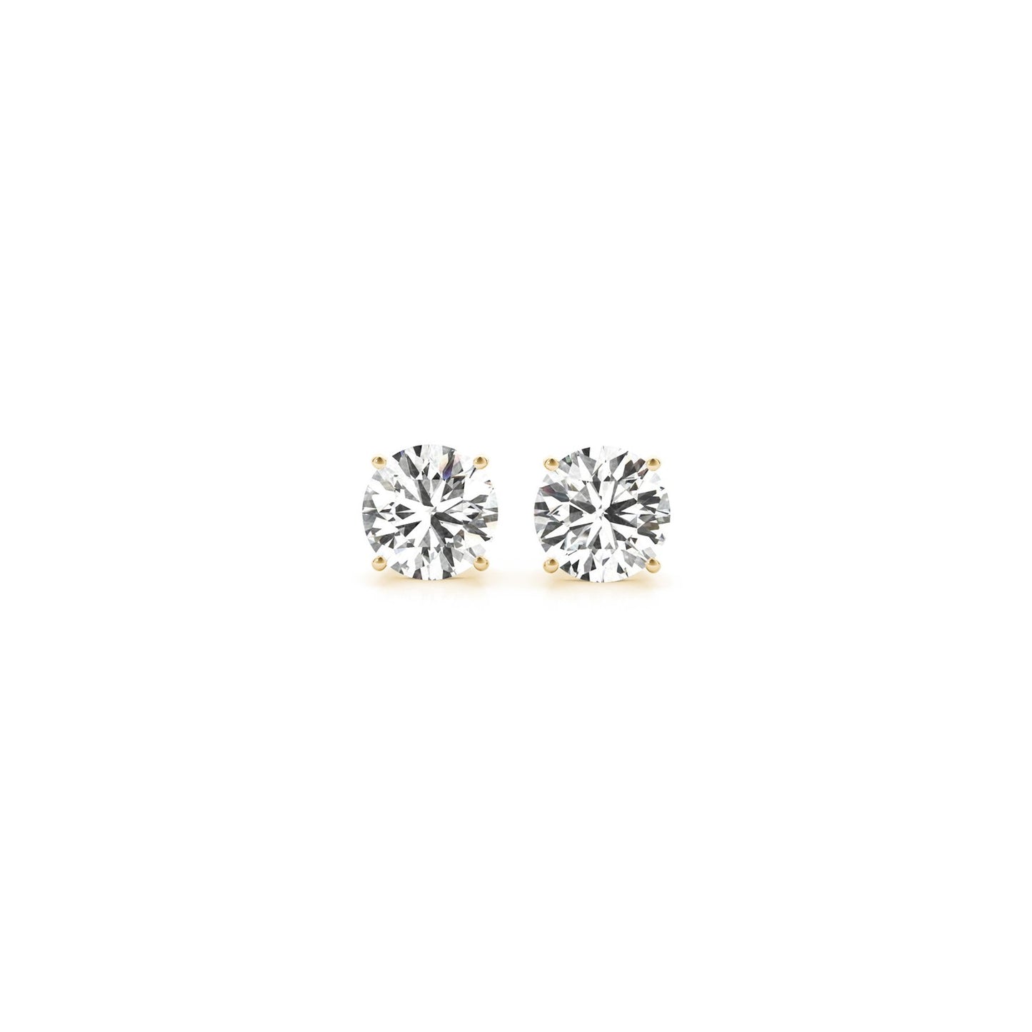 1 CT. T.W IGI Certified Lab Grown Round Diamond Stud Earrings in 14k Yellow Gold
