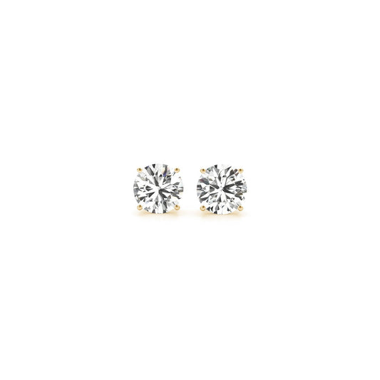 1 CT. T.W IGI Certified Lab Grown Round Diamond Stud Earrings in 14k Yellow Gold