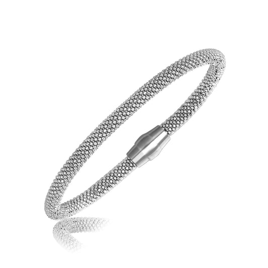 Sterling Silver Popcorn Motif Bangle