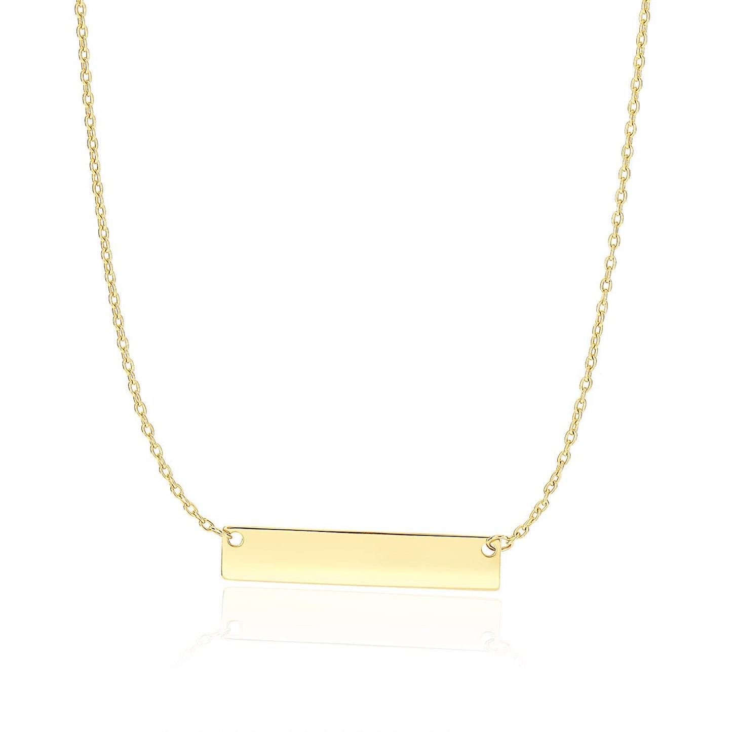 14k Yellow Gold Flat Bar Necklace
