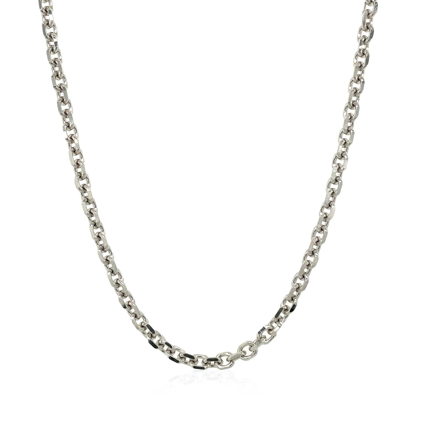 14k White Gold Diamond Cut Cable Chain