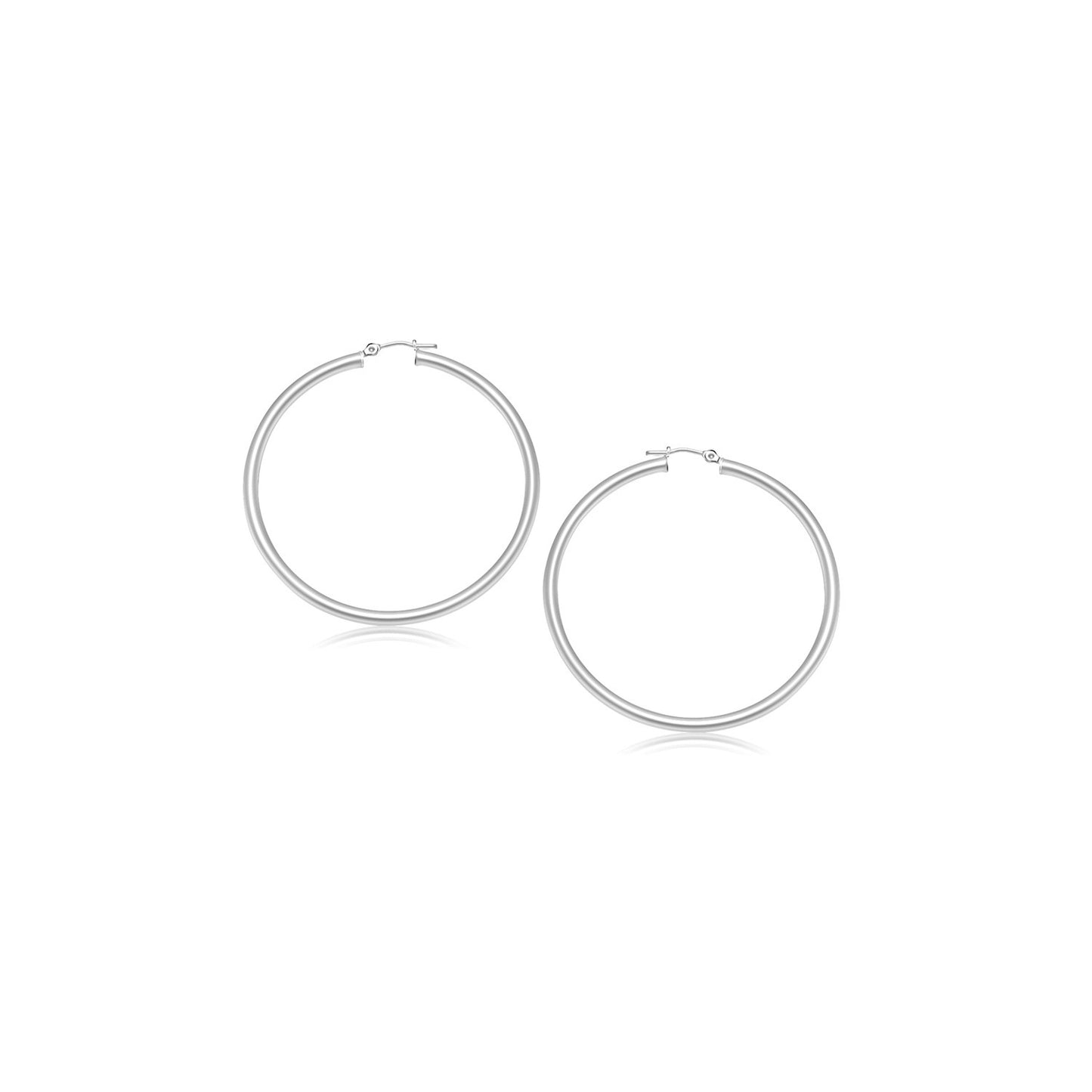 14k White Gold Polished Hoop Earrings