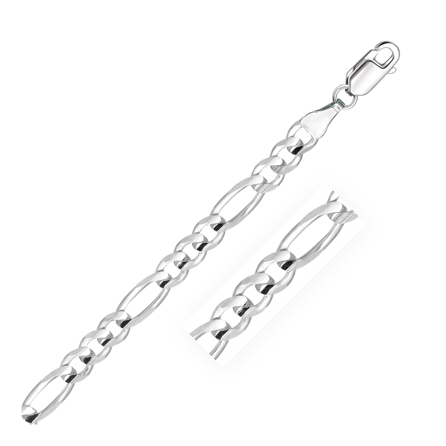14k White Gold Solid Figaro Bracelet