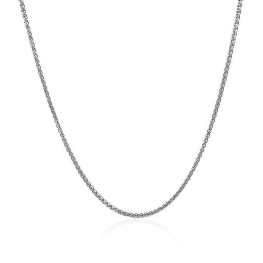 14k White Gold Diamond Cut Wheat Chain