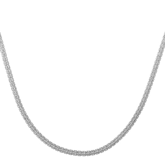 14k White Gold Ice Barrel Chain