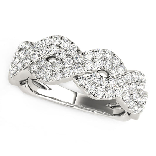 5/8 CT. T.W Diamond Studded Dual Wave Ring in 14k White Gold