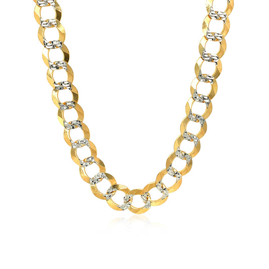14k Two Tone Gold Paved Solid Curb Chain
