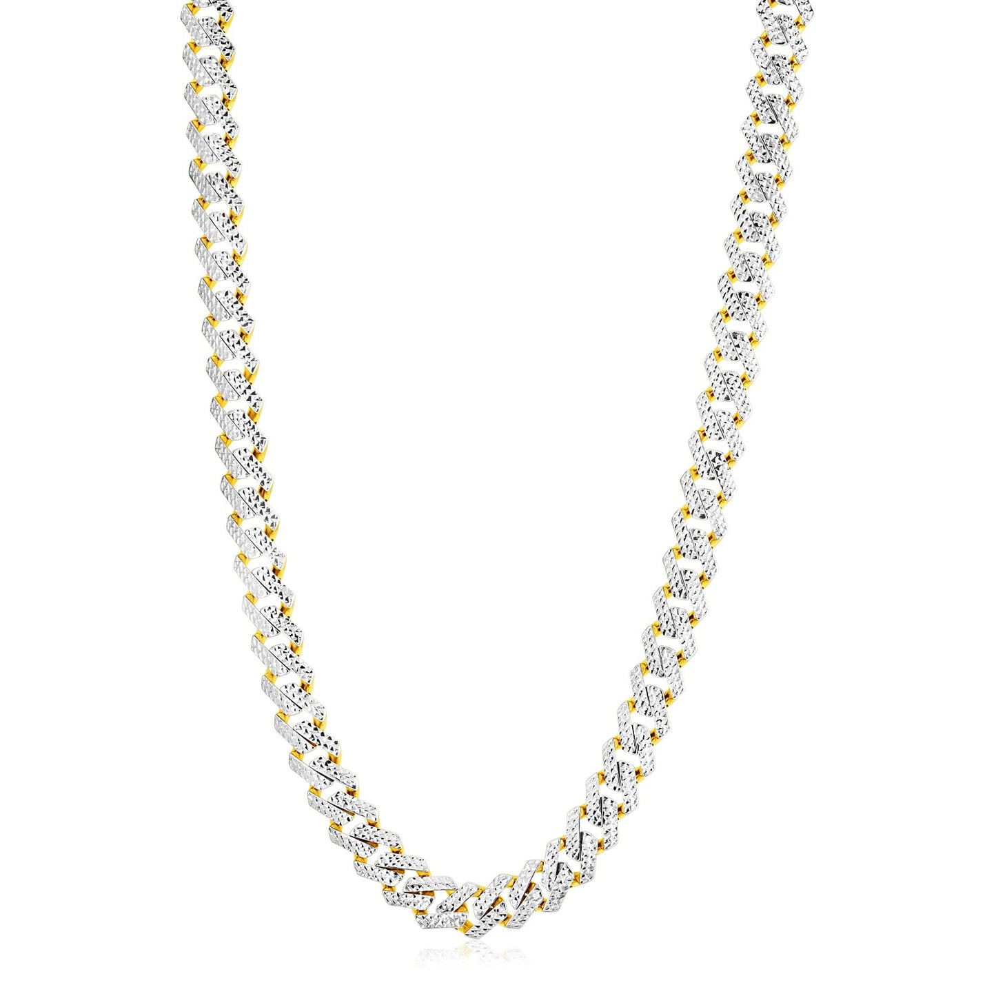 14k Yellow Gold White Paved Light Edge Chain