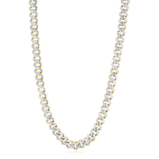 14k Yellow Gold White Paved Light Edge Chain