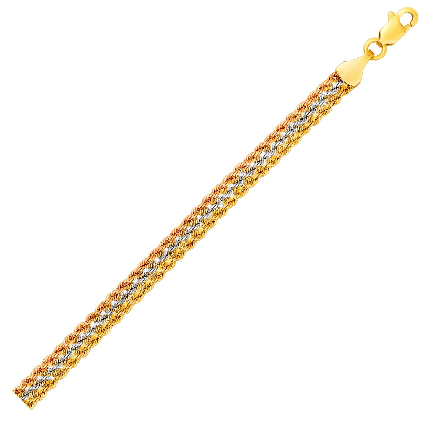 10k Tri-Gold Multi-Strand Rope Chain Bracelet