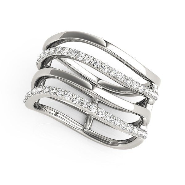 3/8 CT. T.W Diamond Studded Multiple Band Ring in 14k White Gold