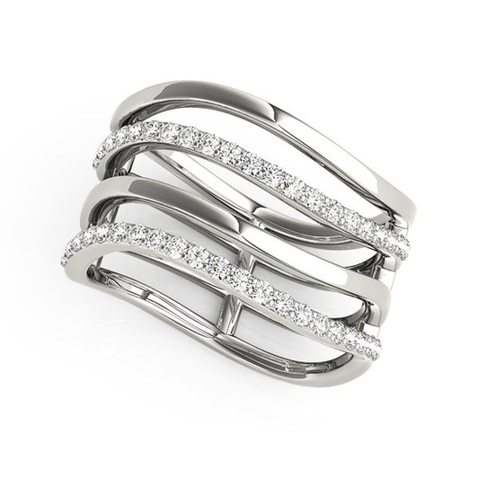 3/8 CT. T.W Diamond Studded Multiple Band Ring in 14k White Gold