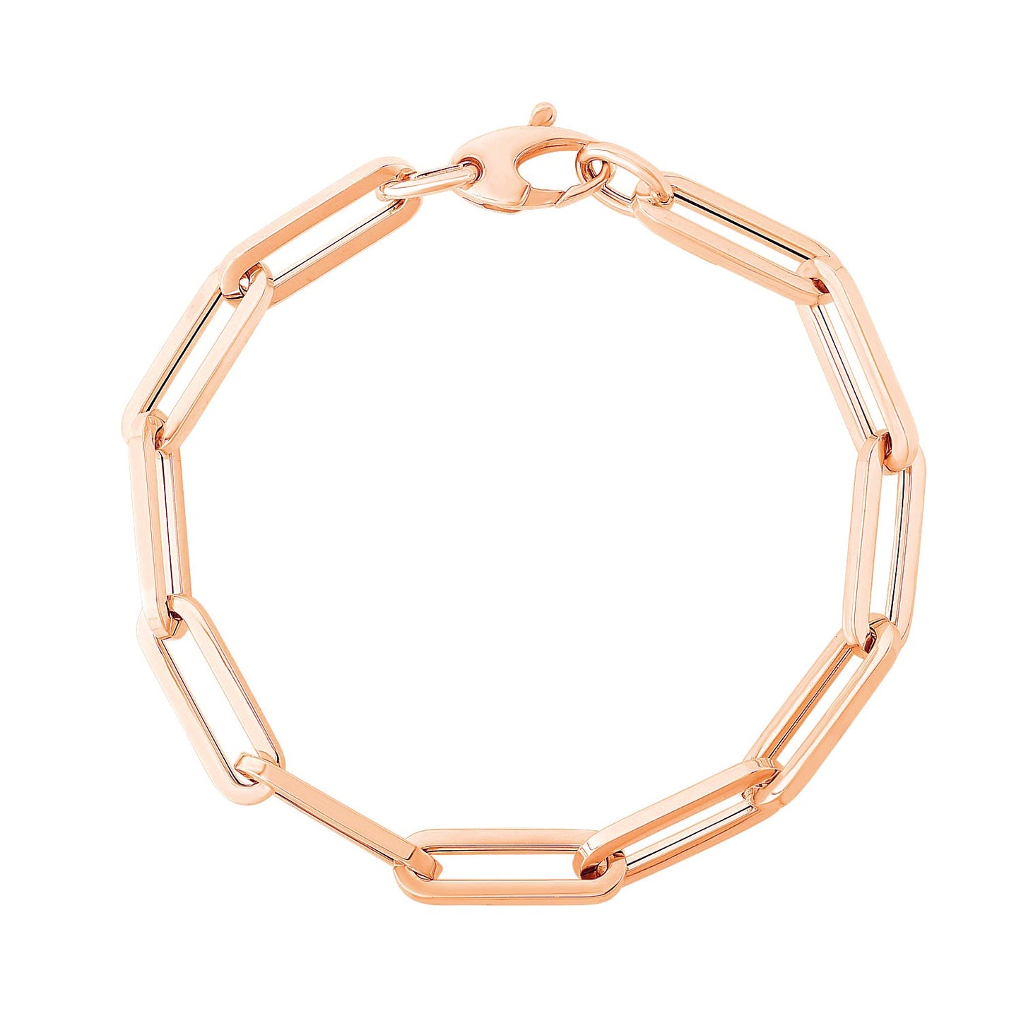 14K Rose Gold Paperclip Chain Bracelet