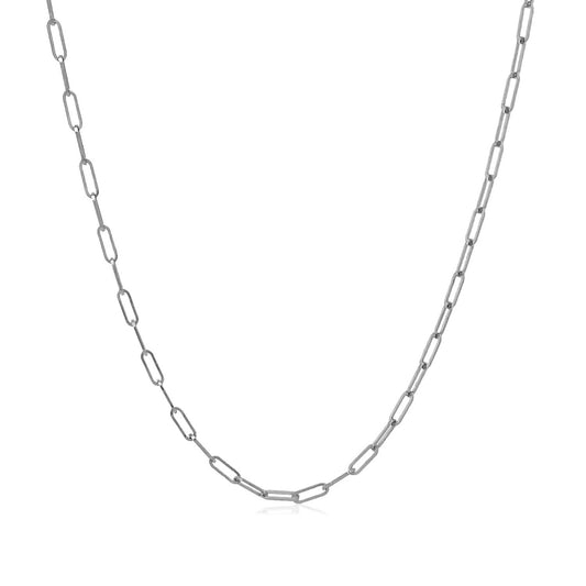 18K White Gold Paperclip Chain