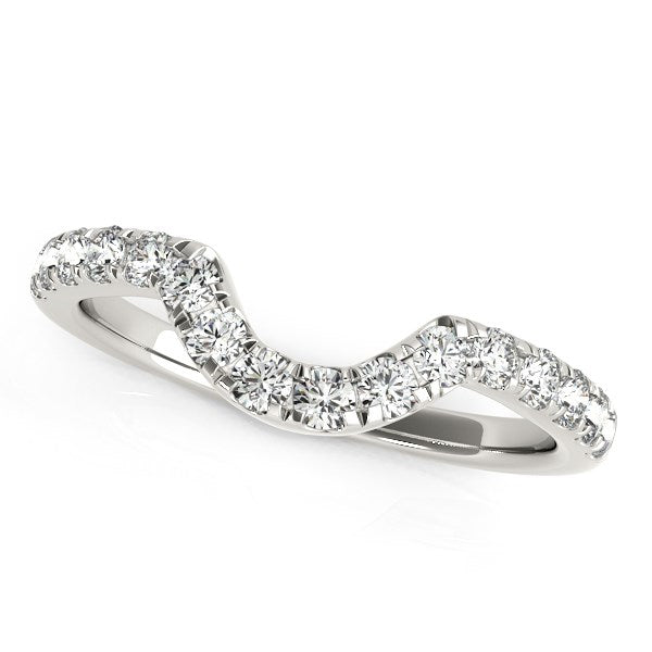 3/8 CT. T.W. Curved Diamond Wedding Band in 14k White Gold