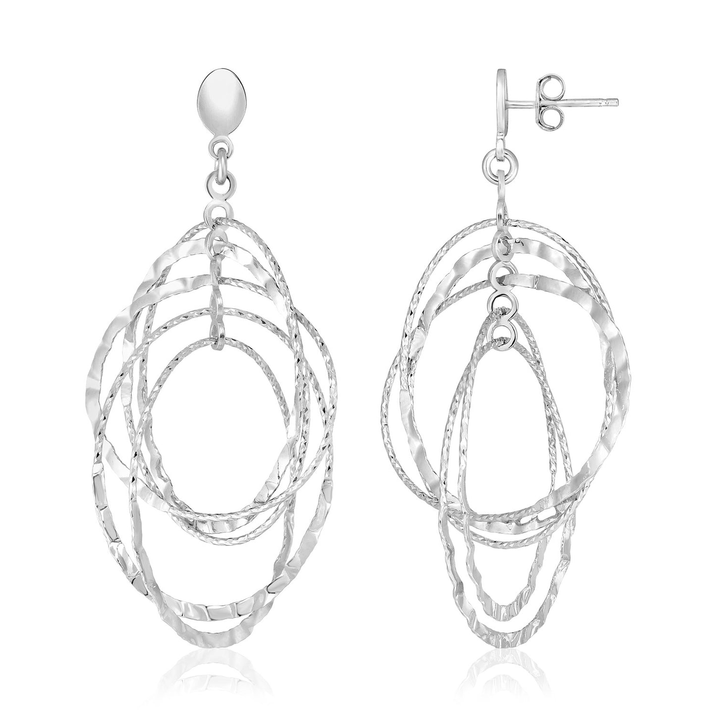 Sterling Silver Textured Oval Drop Earrings