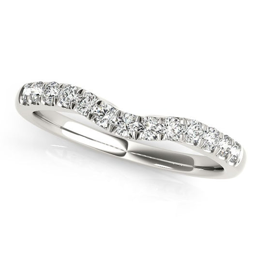 1/4 CT. T.W. Curved Diamond Wedding Band in 14k White Gold