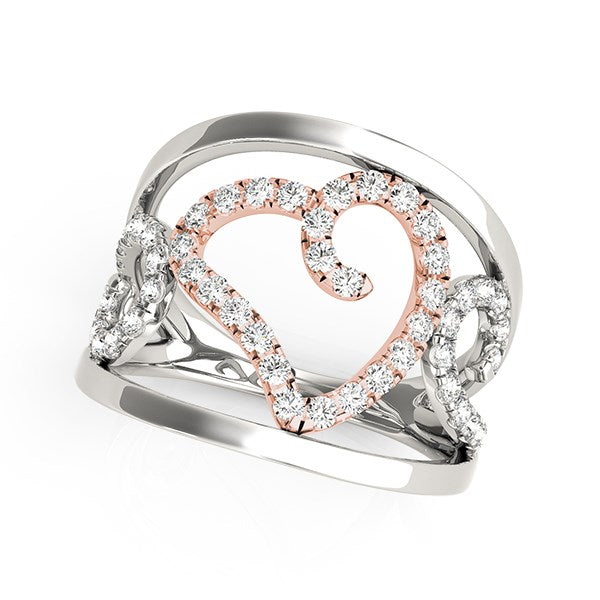 1/4 CT. T.W Heart Motif Diamond Ring in 14k White And Rose Gold