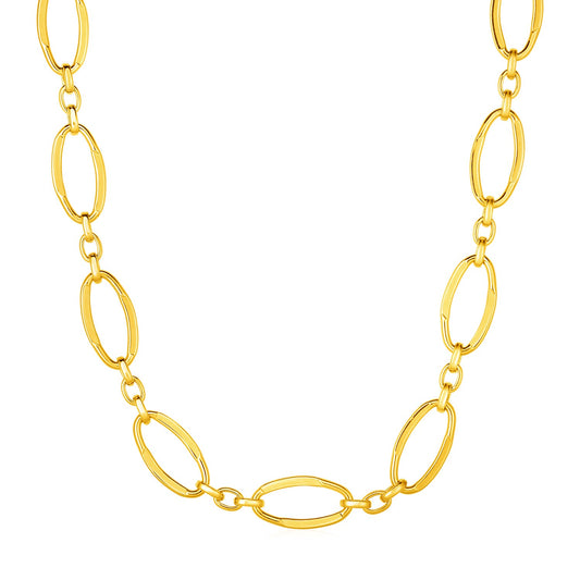14k Yellow Gold Polished Oval Link Necklace