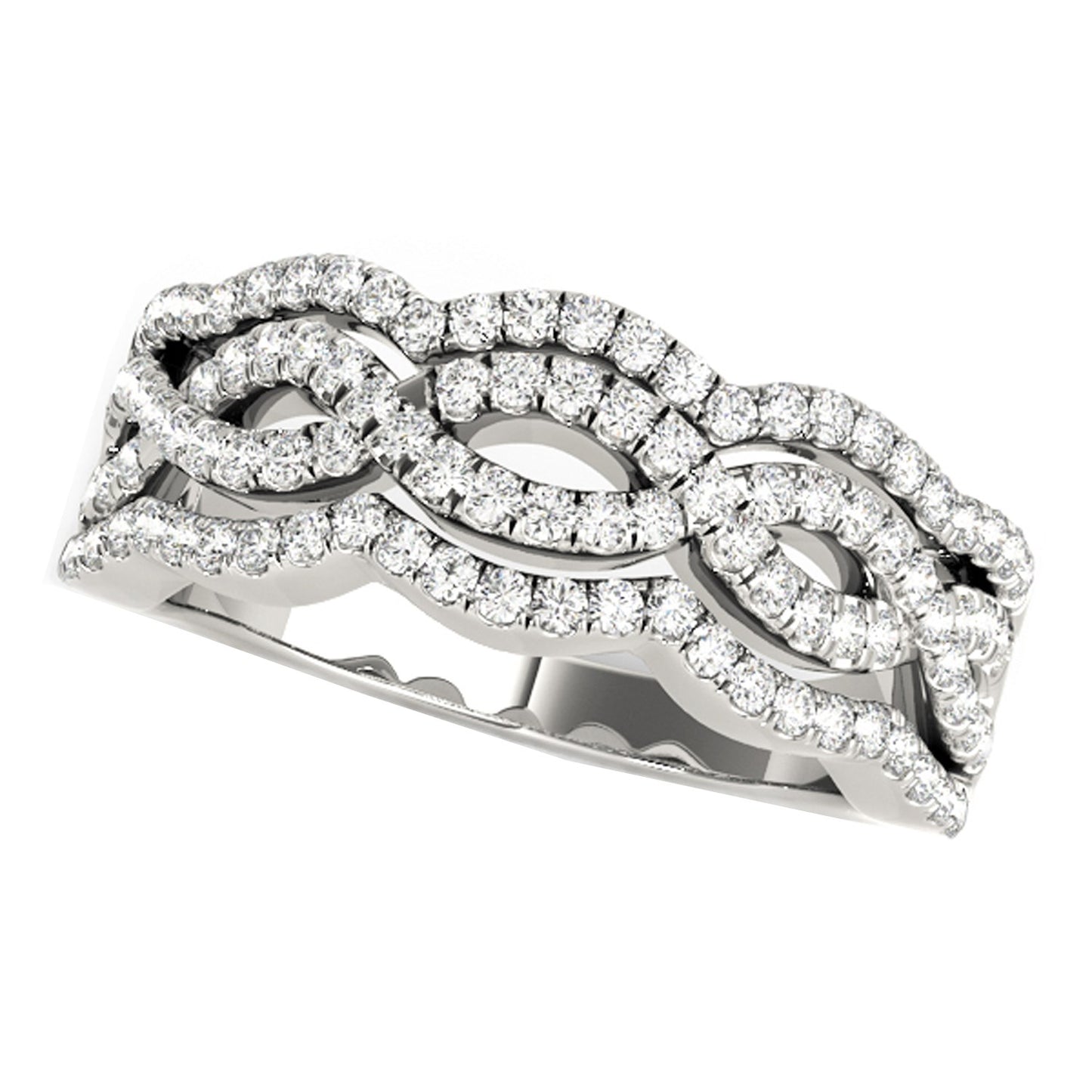 5/8 CT. T.W Diamond Studded Curved Band Ring in 14k White Gold