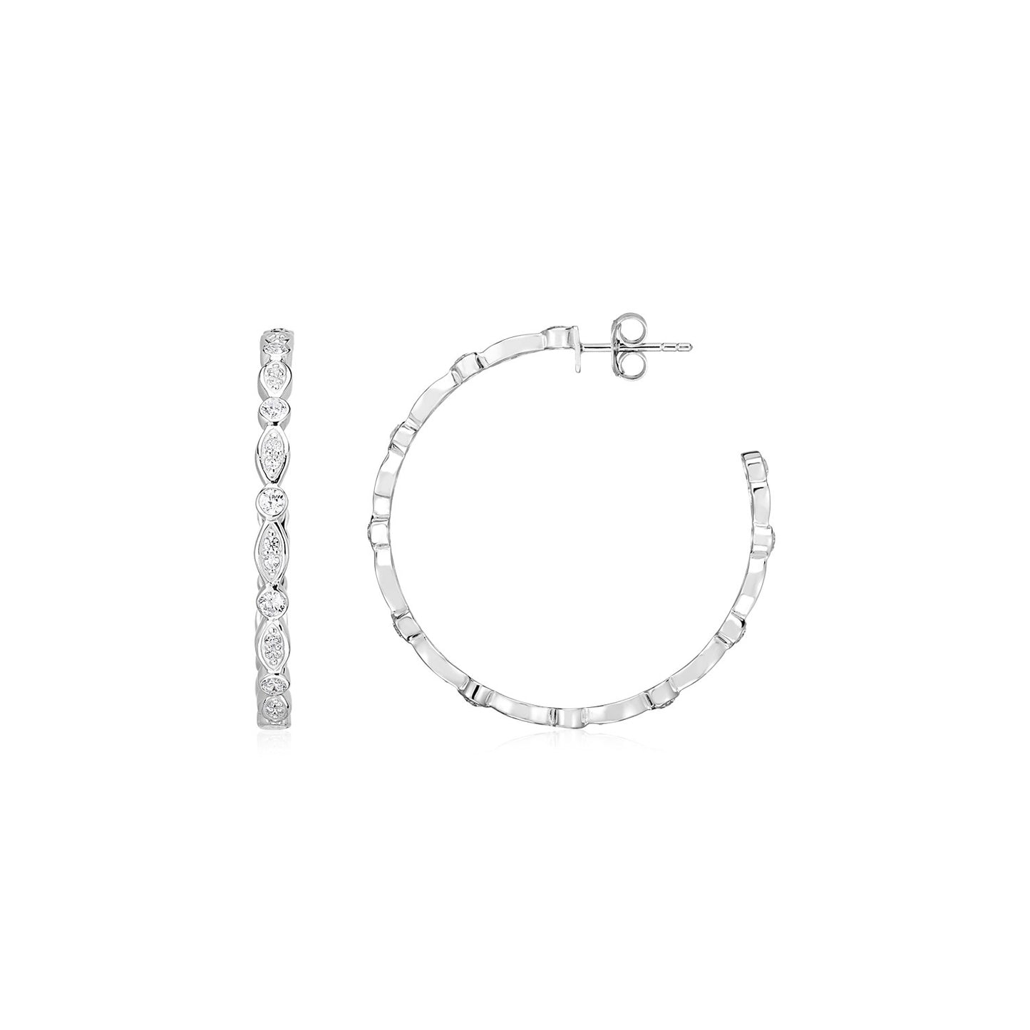 Sterling Silver Cubic Zirconia Hoop Earrings