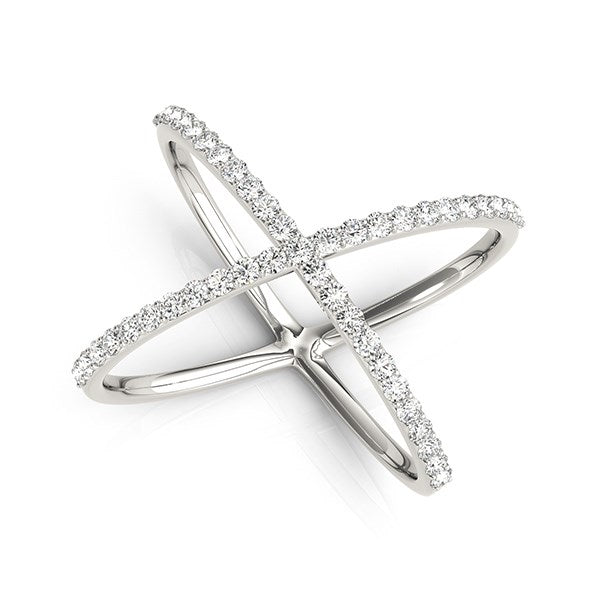 1/2 CT. T.W X Motif Diamond Ring in 14k White Gold
