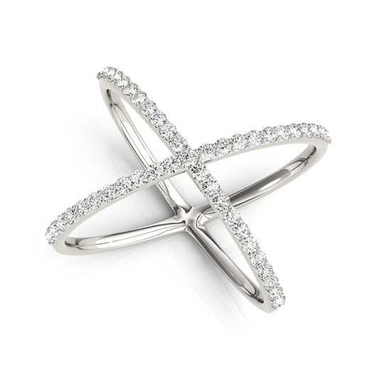 1/2 CT. T.W X Motif Diamond Ring in 14k White Gold