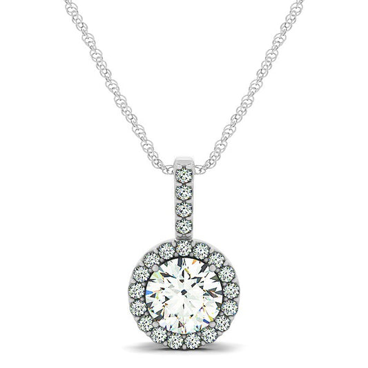5/8 CT. T.W Diamond Halo Pendant in 14k White Gold