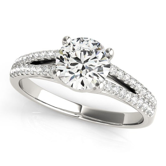 1 1/8 CT. T.W. Round Diamond Split Band Engagement Ring in 14K White Gold