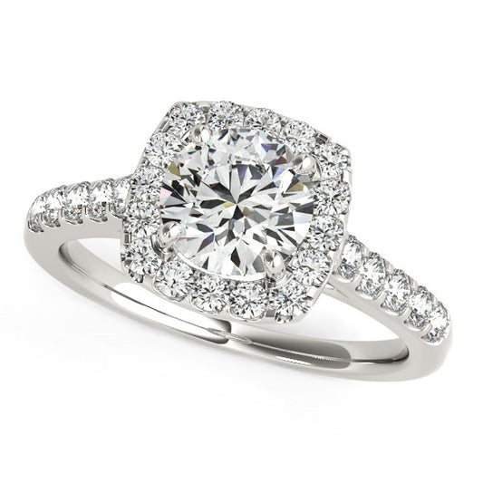 1 1/2 CT. T.W. Square Diamond Halo Engagement Ring in 14K White Gold