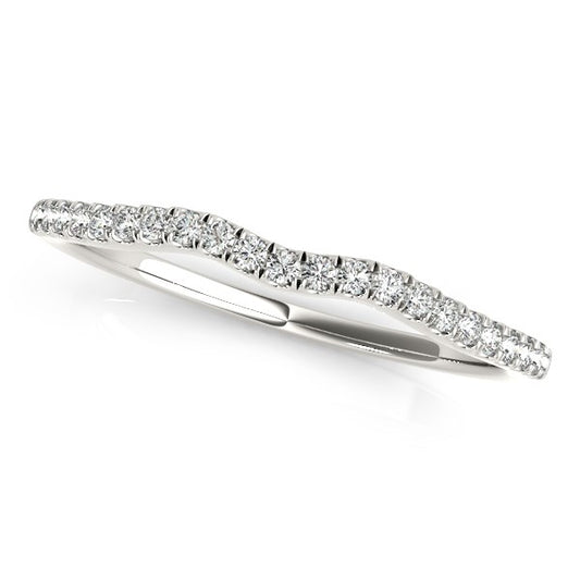 1/8 CT. T.W.  Wave Style Diamond Wedding Band in 14k White Gold