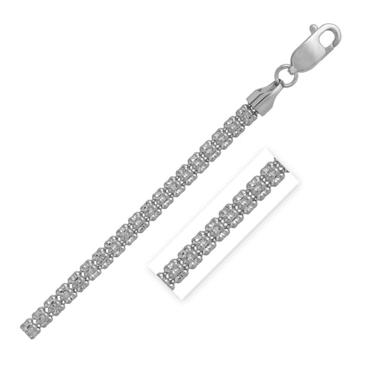 14k White Gold Ice Barrel Chain Bracelet