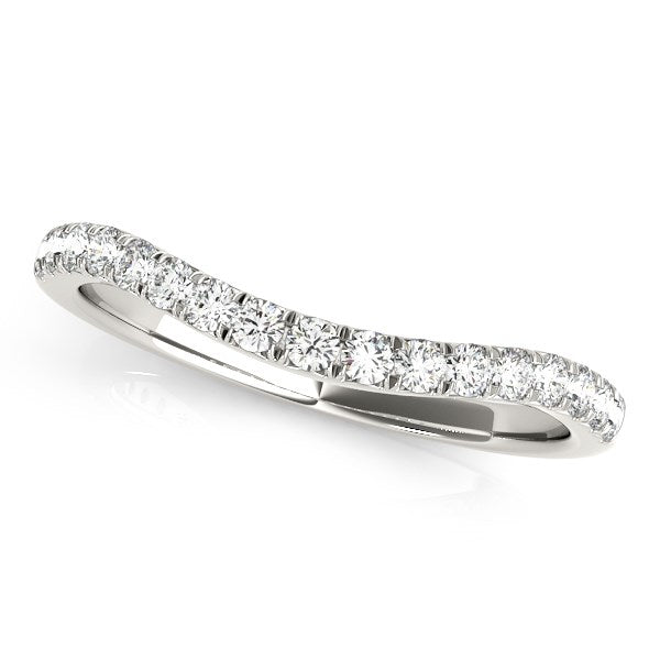 1/4 CT. T.W. Round Curved Diamond Wedding Band in 14k White Gold