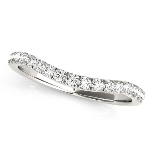 1/4 CT. T.W.  Round Curved Diamond Wedding Band in 14k White Gold
