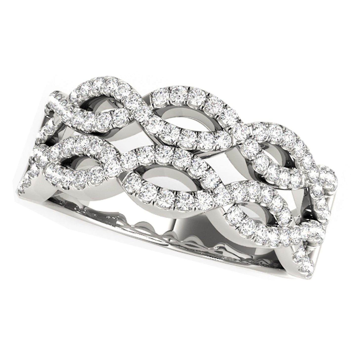 5/8 CT. T.W Double Interlocking Waves Diamond Ring in 14k White Gold