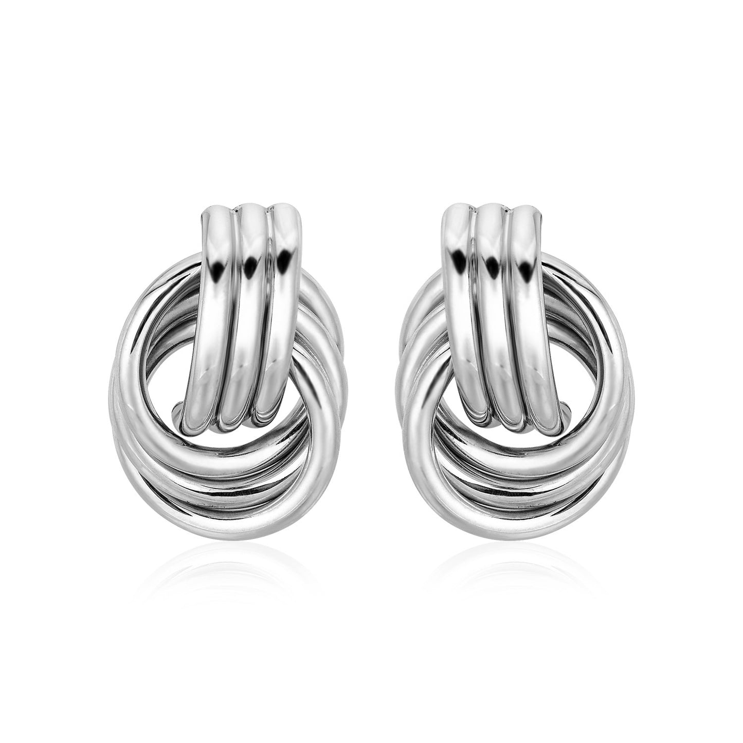 Sterling Silver Polished Love Knot Earrings with Interlocking Rings