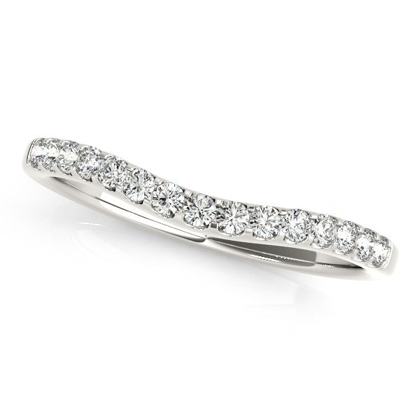 1/4 CT. T.W. Round Pave Setting Curved Diamond Wedding Band in 14k White Gold